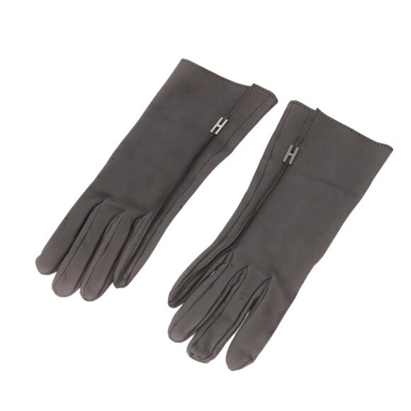 HERMES Gloves Leather Gray Auth bs19011 - Picture 1 of 16